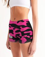 Load image into Gallery viewer, Pink Camo Women&#39;s All-Over Print Mid-Rise Yoga Shorts
