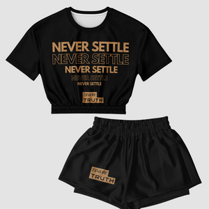 Never Settle Crop Top Short Set