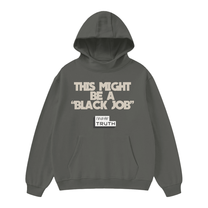 Black Job High Neck Insulated FOG Solid Color Fleece Hoodie - 385 GSM