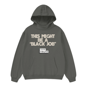 Black Job High Neck Insulated FOG Solid Color Fleece Hoodie - 385 GSM