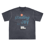 Load image into Gallery viewer, Joy in The Madness Double Neckline Frayed Vintage Washed T-Shirt - 250 GSM
