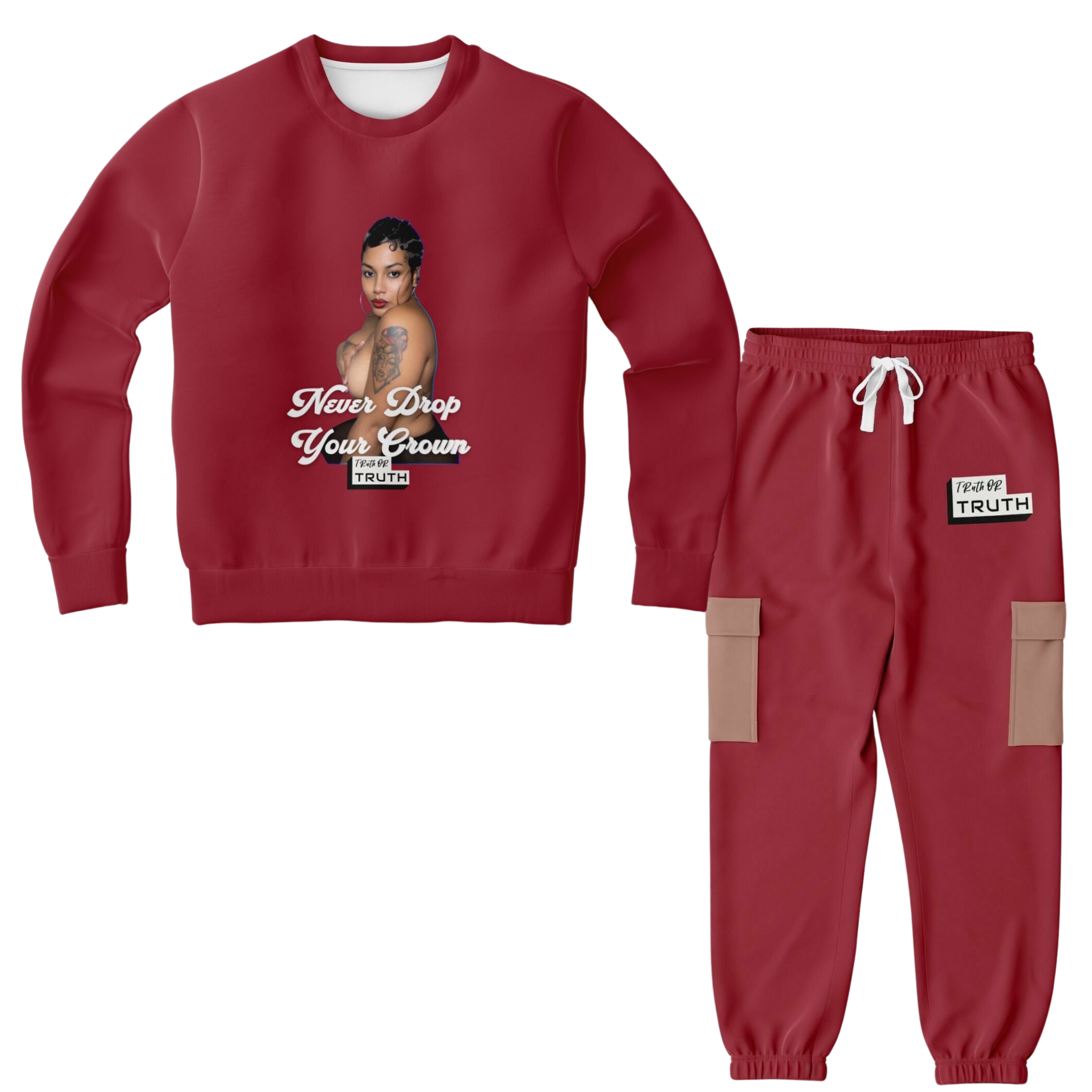 Never Drop Your Crown Red Jogger Set