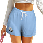 Load image into Gallery viewer, Blue Women&#39;s high-waisted loose shorts
