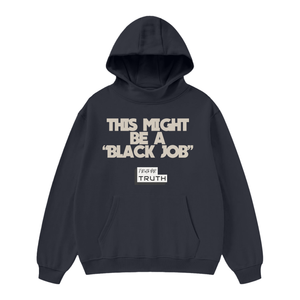 Black Job High Neck Insulated FOG Solid Color Fleece Hoodie - 385 GSM