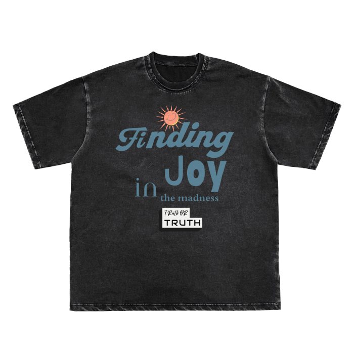 Joy in The Madness Double Neckline Frayed Vintage Washed T-Shirt - 250 GSM