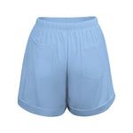 Load image into Gallery viewer, Blue Women&#39;s high-waisted loose shorts
