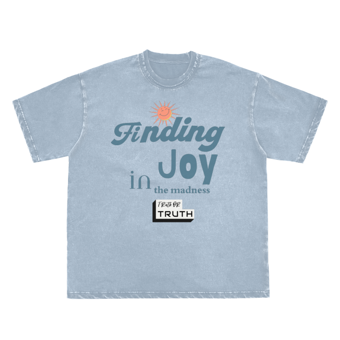 Joy in The Madness Double Neckline Frayed Vintage Washed T-Shirt - 250 GSM