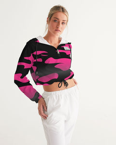 Pink Camo Women's All-Over Print Cropped Windbreaker