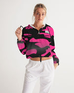 Load image into Gallery viewer, Pink Camo Women&#39;s All-Over Print Cropped Windbreaker
