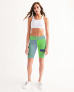 Load image into Gallery viewer, Spring Green Gradient  Women&#39;s Mid-Rise Bike Shorts
