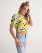 Load image into Gallery viewer, TruthorTruth Yellow Women&#39;s Twist-Front Cropped Tee
