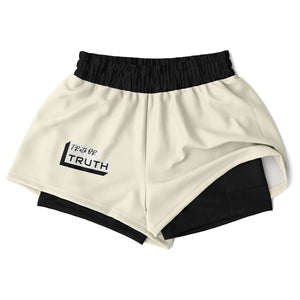 Women's Cream and Black 2 in 1 shorts
