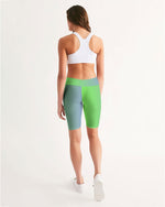 Load image into Gallery viewer, Spring Green Gradient  Women&#39;s Mid-Rise Bike Shorts
