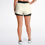 Load image into Gallery viewer, Women&#39;s Cream and Black 2 in 1 shorts
