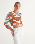 Load image into Gallery viewer, Orange Camo Women&#39;s Cropped Windbreaker
