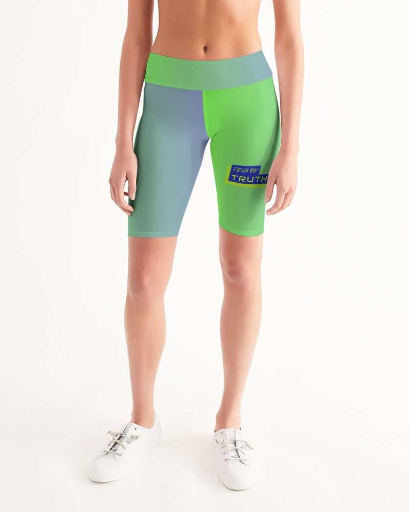 Spring Green Gradient  Women's Mid-Rise Bike Shorts