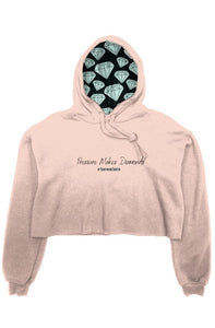 Pressure Makes Diamonds Peach crop fleece hoodie