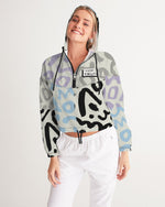 Load image into Gallery viewer, Abstract Retro Pattern Women&#39;s Cropped Windbreaker
