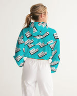 Load image into Gallery viewer, TruthorTruth Aqua Blue Women&#39;s Cropped Windbreaker
