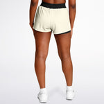 Load image into Gallery viewer, Women&#39;s Cream and Black 2 in 1 shorts
