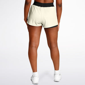 Women's Cream and Black 2 in 1 shorts