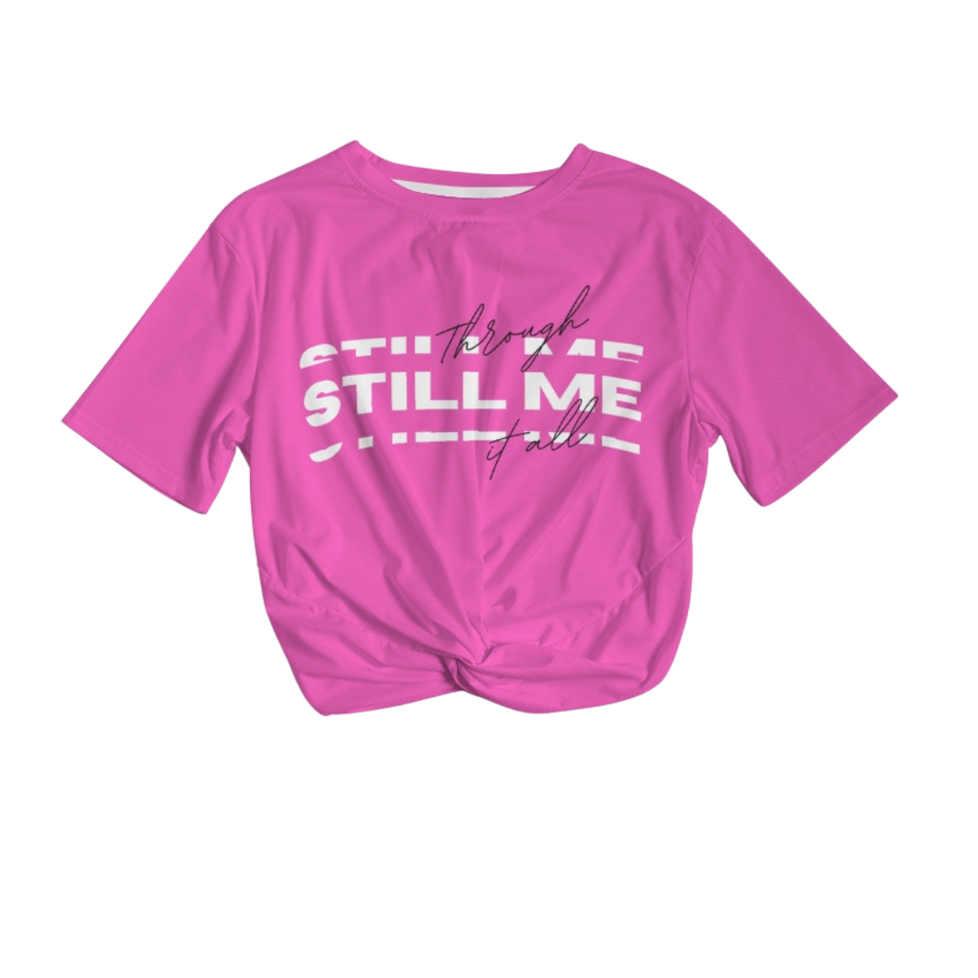 Through It All, Still Me Women's Twist-Front Cropped Tee