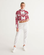 Load image into Gallery viewer, TruthorTruth Red Floral Cropped Windbreaker
