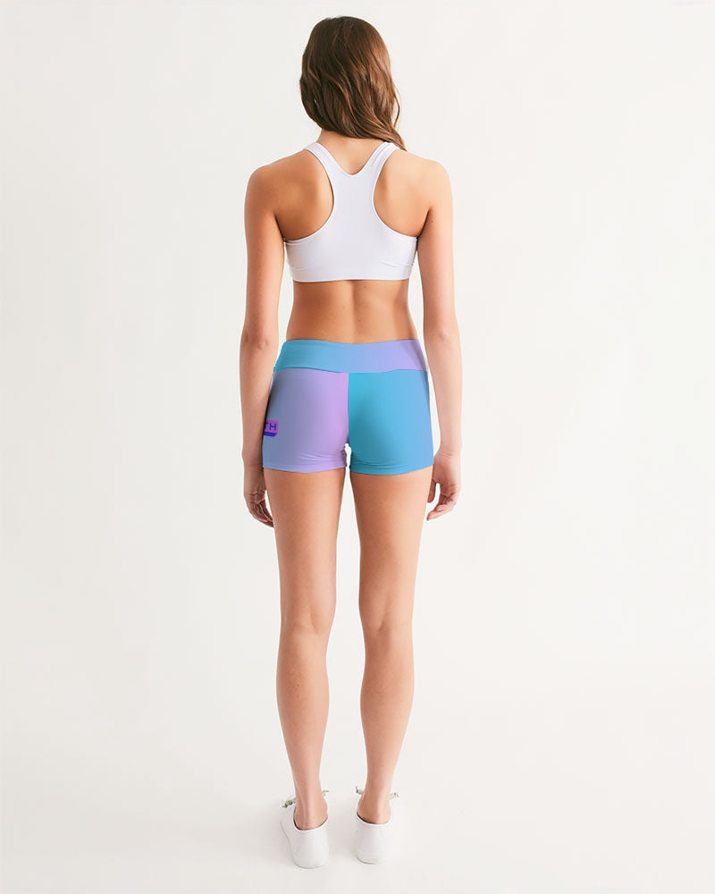 Topaz Gradient Women's Mid-Rise Yoga Shorts