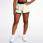 Load image into Gallery viewer, Women&#39;s Cream and Black 2 in 1 shorts
