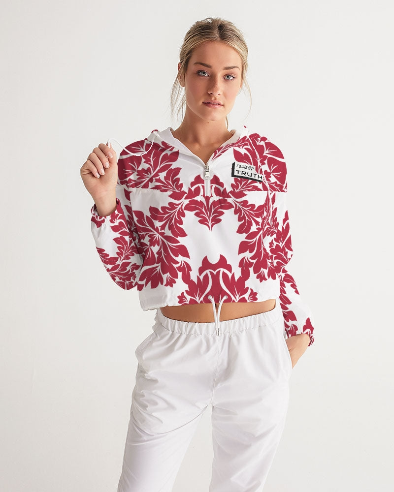 TruthorTruth Red Floral Cropped Windbreaker