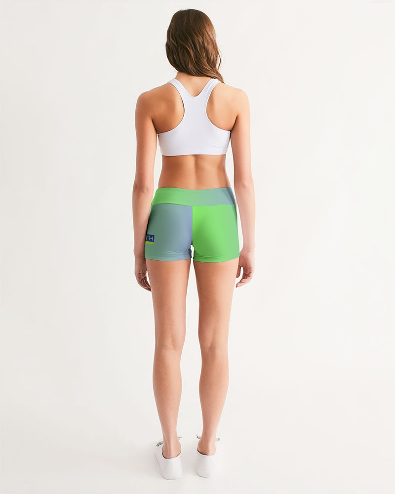 Spring Green Gradient  Women's Mid-Rise Yoga Shorts